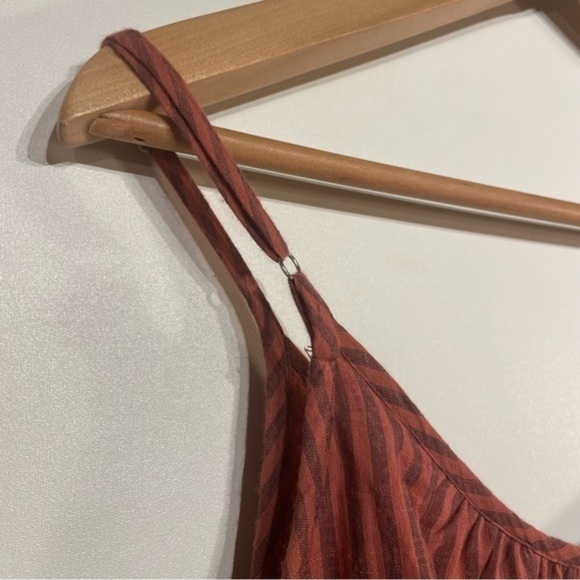 NWT Evereve Cami Sundry Tank Stripe Summer 100% Cotton Tank M Brick Terra Cotta - Picture 7 of 7